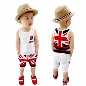 2pcs Kids Baby Boys Cummer Clothes Set Fashion