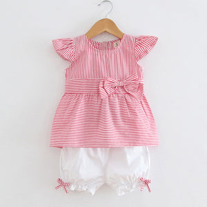 Newborn Kid Baby Girl Striped Cute Bow